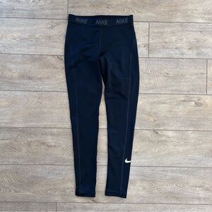 NIKE Athletic Compression Leggings Black Fleece Lining Women Medium Dri Fit